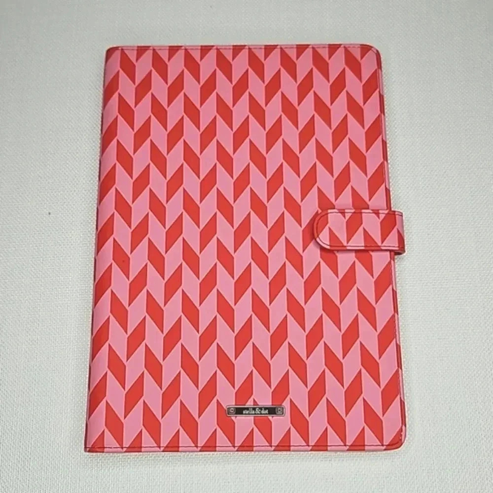 Stella & Dot Pink and Red Leather Jewelry Travel and Display‎ Binder